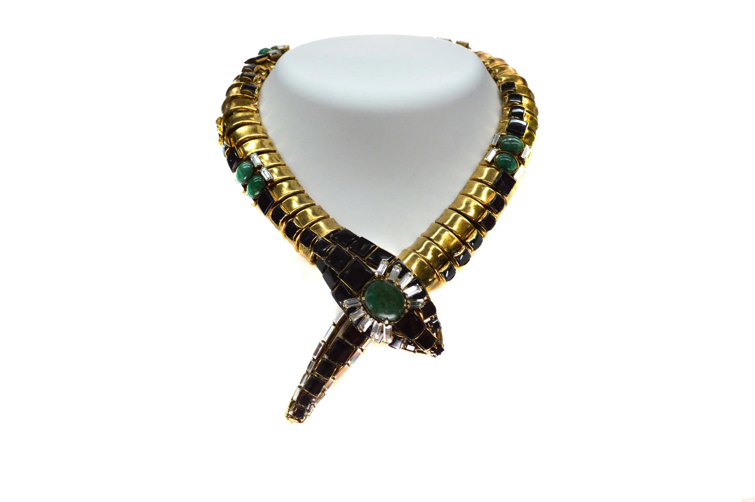 Emerald and Onyx Snake Chain Choker (CHSNK-44E) — Iradj Moini